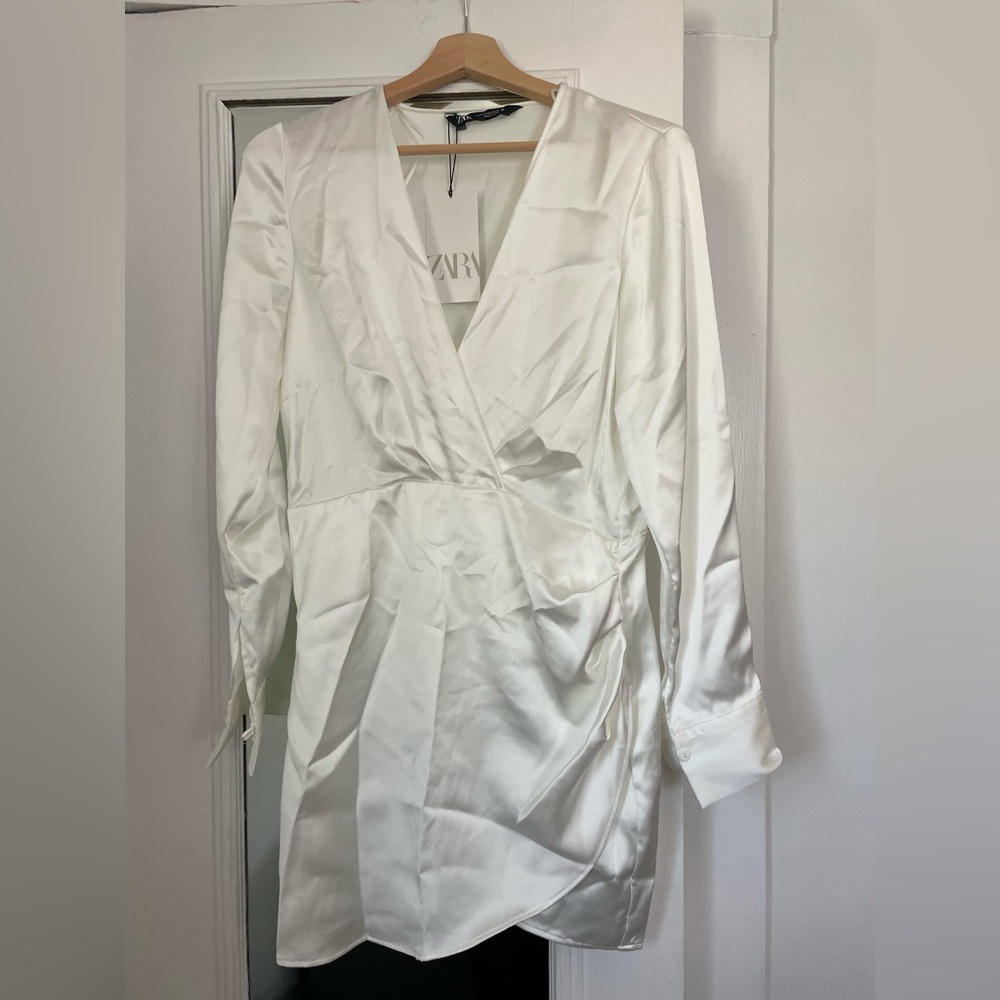 Zara white satin dress